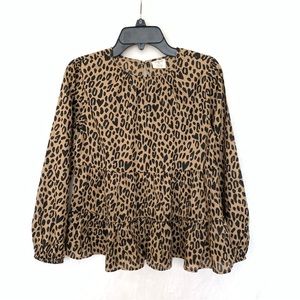 CrewCuts Cheetah Print Long Sleeve Blouse, Size L (10-11)